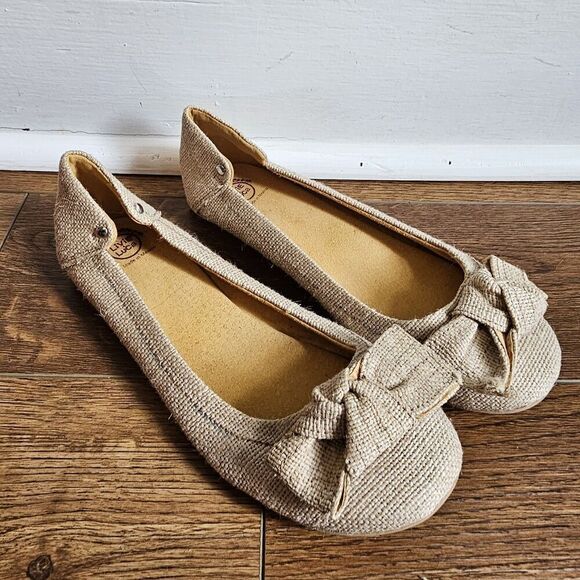 LIVIE AND LUCA Women's 9.5 Jute Burlap Bow Delicate Feminine Flats Nola - Picture 2 of 9